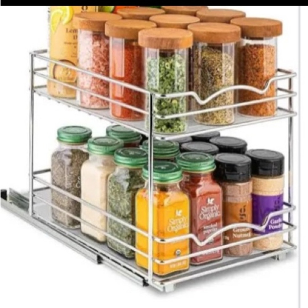 Silver Two-Tier Food Storage Rack for Spices